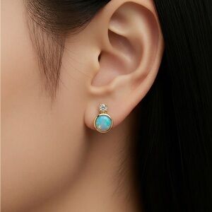 Misha Hawaii Opal Stud Earrings